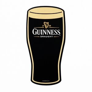 Guinness Pint Glass Embossed Metal Sign – 18" H × 9" W